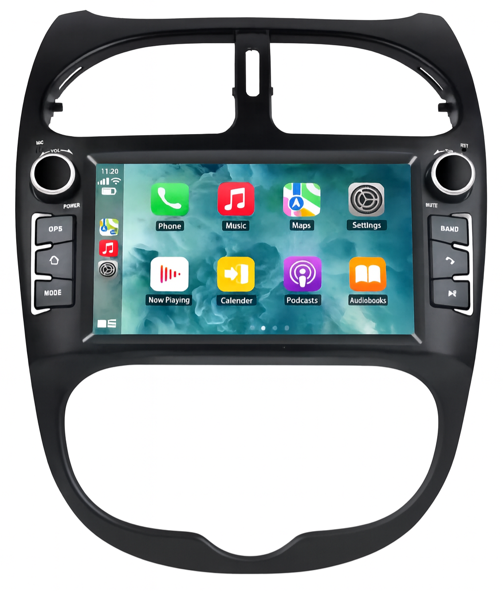 8 inch Android monitor, factory made, Peugeot 206, volume, model with CarPlay, Screen Tech brand