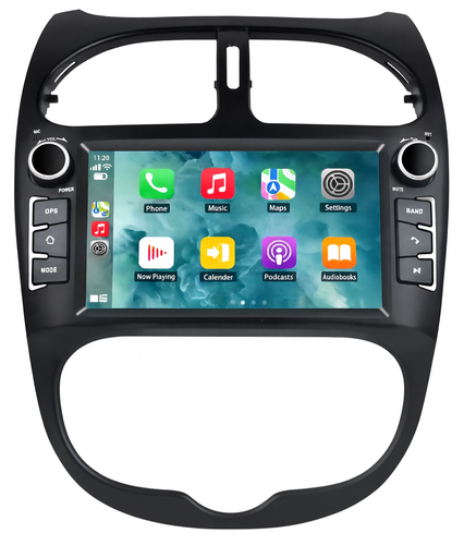 8 inch Android monitor, factory made, Peugeot 206, volume, model with CarPlay, Screen Tech brand